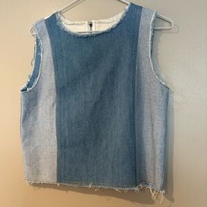 SEA new york distressed raw denim zip up sleeveless cami frayed hem